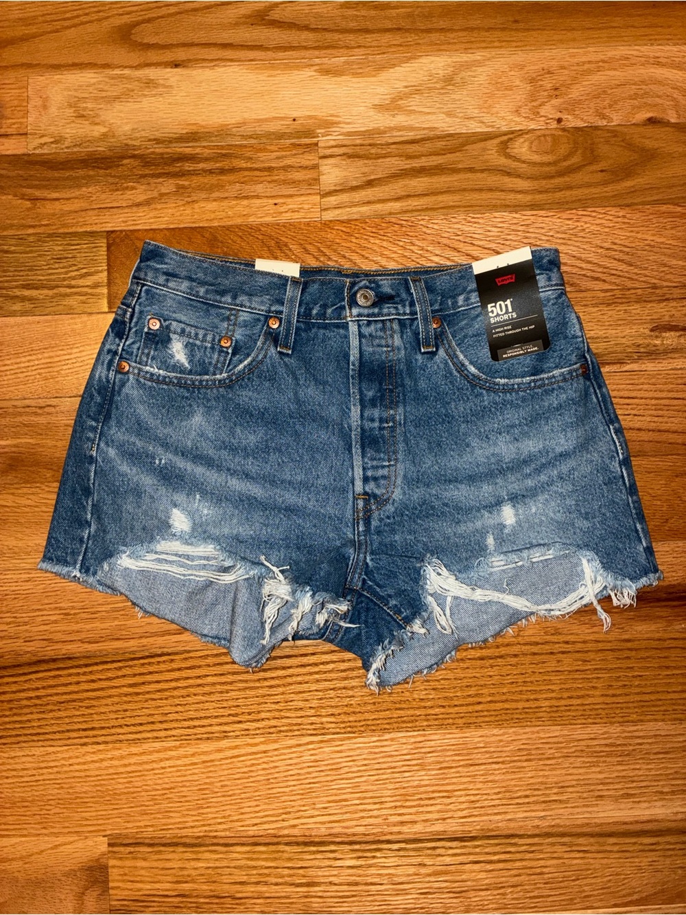 Levi's 501 Cutoff Distressed Denim Shorts - Blue
